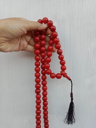 Tasbih biji pocok lontar | tasbih biji gebang asli merah