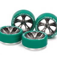 95686 MEDIUM DIA. LOW PROFILE TIRE & BLACK PLATED A-SPOKE WHEEL SET ( ASIA CHALLENGE)