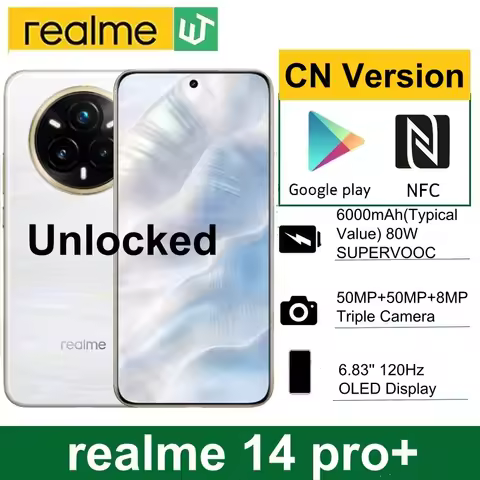 Unlocked realme 14 Pro Plus 5G NFC Snapdragon 7s Gen 3 50MP 3X Periscope OIS Camera 6.83" Curved Scr