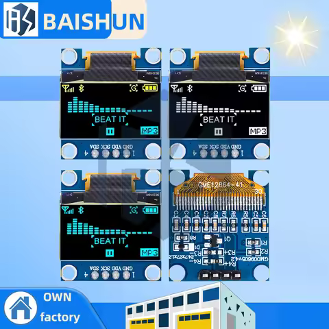 ‌0.96 Inch I2C SSD1306 OLED Display Module – 128x64 Dual-Color (Yellow/Blue) Screen for Arduino, Ras