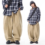 [Curved-leg jeans] Baggy jeans pants American work pants heavyweight retro jeans