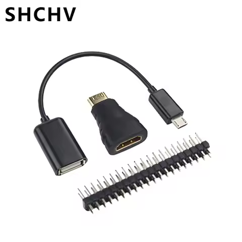 3 in 1 Raspberry Pi Zero Accessories Mini HDMI-compatible Adapter + OTG Cable + 40Pin GPIO Header fo