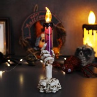 全城熱賣 - 《哈囉喂》—室內佈置-萬聖節派對-創意LED蠟燭燈骷髏骨造型燭台-鈕扣電池-紫色│#萬聖節#萬聖節裝飾