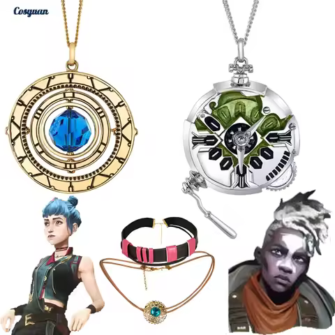 Cosplay Arcane Ekko Stopwatch Jinx Necklace Pendant Chain Game TV Roleplay Costume Accessories Props