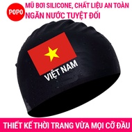 Mũ bơi người lớn nón bơi người lớn in Cờ Việt Nam POPO CA40 mũ bơi nam mũ bơi nữ chất liệu silicone