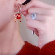Earrings Earrings Facebook Red Chinese Style Peking Opera Earrings 2024 Trendy Antique Tassel Earrin