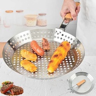 430 Stainless Steel Barbecue Pan Creative Foldable Barbecue Pan Round Grill Pan Grilled Chicken Wing