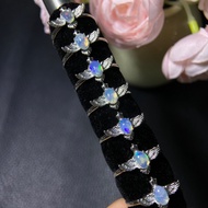 Nhẫn Opal Tự Nhiên S925 Bạc Mạ Vàng 4*6mm Sáng Bóng Chất Lượng Cao Nhẫn Thời Trang Nữ Đính Đá Opal N