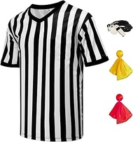 VKT 4Pcs Referee Shirt Men V-Neck Official Ref Jersey Kit for Basketball Football Soccer Halloween C