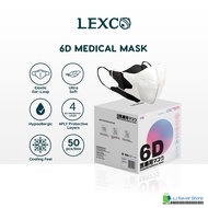 50's/Box LEXCO 6D Premium 4 Ply Medical Face Mask