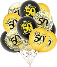 Pack of 12 Balloons 50th Birthday, 50th Birthday Decoration, Decoration 50th Birthday Man Woman, 50t