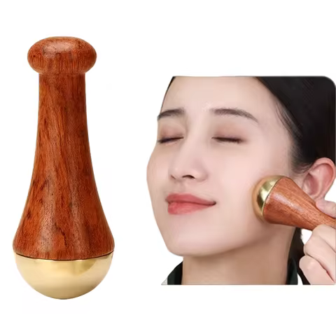Guasha Massage Tool Face Gua Sha Face Copper Wood Scraping Stick Kansa Hammer Face and Foot Massage