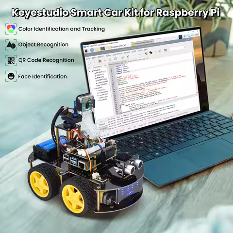 Keyestudio Raspberry Pi 4WD Robot Car Kit 5 Megapixels Camera Module Python Programming DIY Projects