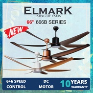 【 FREE SHIPPING 】 Elmark 666B 66" DC Motor 24W LED Ceiling Fan ABS Blades With 6+6 Speed Reversible 