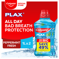 Colgate Plax Antibacterial Mouthwash - Peppermint No-Alcohol Long-Lasting Freshness Twin Pack 1L