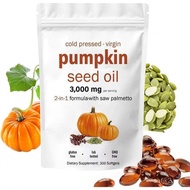 PumpkinSeedOilCapsuleswithSawPalmetto–300Softgels|ColdPressed,PureVirginOil|SupportsHair,Urinary,Bla