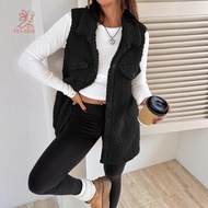 fulaide- Lightweight Women Vest for Autumn Women Polyester Vest Jacket Women’s Fuzzy Fleece Vest – O