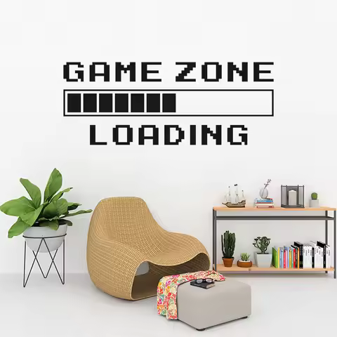 Game Room Home Decor Computer Video Game Zone Loading Decal Wall Quote Mural Gamer Sign Vinyl Wall S