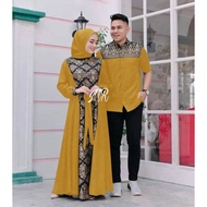 Z☎1A Gamis Batik Kombinasi Polos Terbaru 2022 Ern Couple Baju Muslim