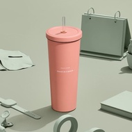Oolab 莫蘭迪系列 二代不鏽鋼吸管杯850ml-蜜桃奶油