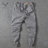 Hanlu กางเกงลำลองสำหรับผู้ชายและผู้หญิงกางเกงขายาวทรงหลวมขากว้างทรงตรงสไตล์เกาหลีอินเทรนด์สำหรับฤดูใ