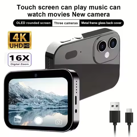D6 4K HD Digital Camera 64MP Triple Lens IR Night Vision 270° Selfie 3.0'' Touch Screen Video Record