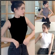 Korean Women Sleeveless Singlet Inner Crop Top Shirt Turtleneck Camisole female Tight-fitting