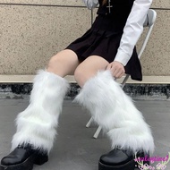 VALENTINE1 Furry Leg Warmers, Faux Fur Thickened Lolita Boots Cover, Imitation Fur Bow Japanese Styl