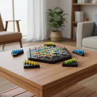 Triangle Chess Geometry Chain Puzzle Desktop Game with Rubber Band Training for Family Interaction E