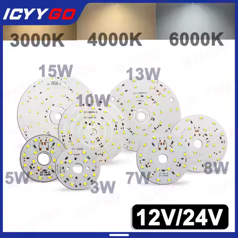 5 Pieces DC12V DC24V LED PCB Board 15W 13W 10W 8W 7W 5W 3W LED 4000K 3000K 6000K LLight Board Bulb R