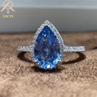 XICYI 3 CT Pear Cut Lab Grown Aquamarine Sapphire Moissanite Diamond Gemstone 100% 925 Sterling Silv