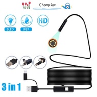 CHAMPIONO HD Inspection Camera, LED Light 408P/720P/1080P Inspection Camera, 3 in 1 IP67 Waterproof 