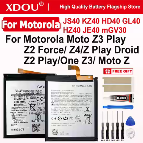 Battery JS40 KZ40 HD40 GL40 HZ40 JE40 GV30 For Motorola Moto Z Z3 Play Z4 Z2 Force Z Play Droid Z2 P