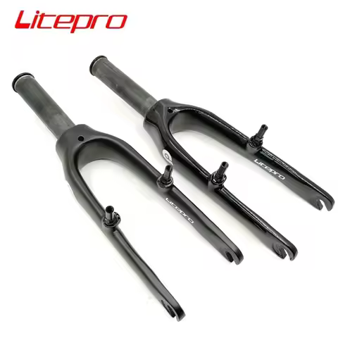 LITEPRO Carbon Carbon Fiber Fork 412 K3 BMX Folding Bike 74mm Front Fork 14 Inch V Brake Folding Bic