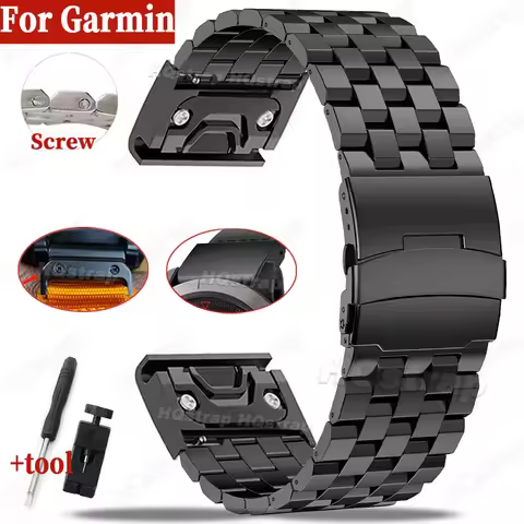 Full Solid Stainless Steel Strap for Garmin Tactix 7Pro Fenix 7X 6X Pro 5X Plus Bracelet for Garmin 