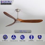 Kipas siling 60 inci, kipas siling tanpa cahaya kayu pepejal berkuasa tinggi, kipas siling frekuensi