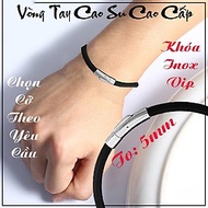 Vòng tay cao su 5 ly cao cấp khóa inox Vip màu trắng - Chọn size theo yêu cầu - Đem lại đẳng cấp pho