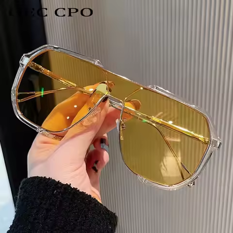 Oversized Sunglasses Women 2023 New Unique One Piece Fashion Sunglasses For Men UV400 Punk Glasses T