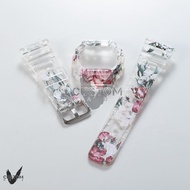 (Vcustom) DW5600 CUSTOM PRINTING " WHITE FLOWER " BAND AND BEZEL WATCH STRAPS