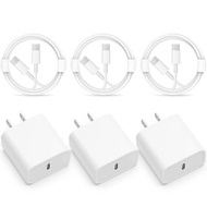 適用於 iPhone 15 和三星安卓手機的 PD 30W 快速充電 USB-C 充電器套裝（含 C 轉 C 線）- 3 件裝