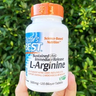 50% Sale EXP 05/2024 - 07/2024 แอลอาร์จินิน Sustained Plus Immediate Release L-Arginine 500 mg 120 Bilayer Tablets (Doctor's Best®) อาร์จีนีน แอล-อาร์จีนีน