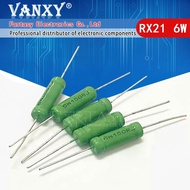 5PCS RX21 6W Wire Wound Resistance 5% 1R 10R 100R 1K 10K 12K 15K 18R 20R 22R 24R 27R 30R 33R 36R Res