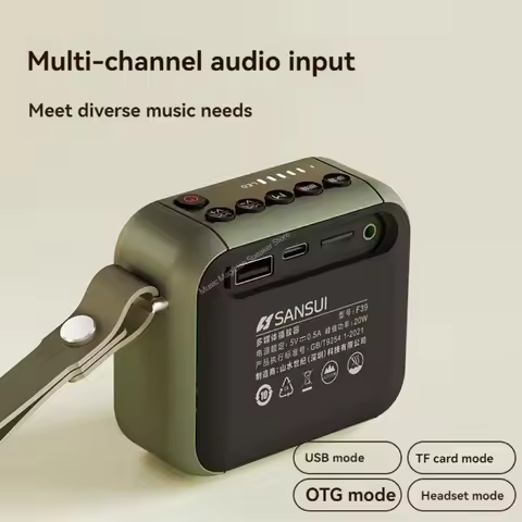 Sansui F39 Mini Wireless Bluetooth HIFI Speaker StereoTWS Bass Full Band Radio MP3 Music Player Syst