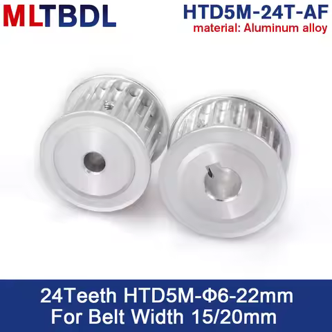 HTD 5M 24 Teeth Timing Synchronous Pulley Bore 6/7/8/10/12/14/15/16/17/19/20/22mm for Width 15mm 5mm