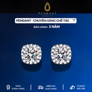 Classic Square Silver Earrings for Women with White Gold 6,5 Cups - PENDANT Brand - Inspection Certi