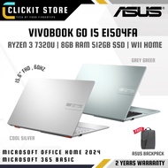 ASUS Vivobook Go E1504F-ABQ771WS / E1504F-ABQ772WS- 15.6" FHD RYZEN 3 7320U, 8GB RAM 512GB SSD, MS24
