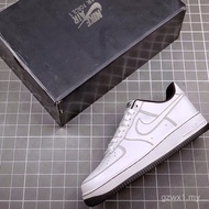 N & K AIR Force 1 Low White Black Stitching Sneakers G73Y VO7P