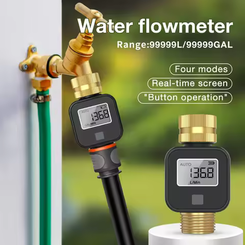 Digital Water Flow Meter High Accuracy IPX5 Water Consumption and Flow Rate for Garden Irrigation Ho