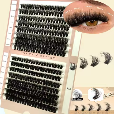 HBZGTLAD 16 Rows 5D Fluffy Cluster Lashes 60D-100D Mix Natural Thick Eyelash D/DD Individual Lashes 