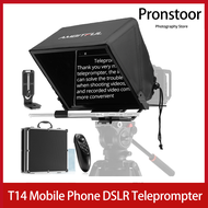 AMBITFUL T14 Large size Universal Teleprompter Portable Prompter with BT Remote Control Compatible with Smart Phone / Camera for Live Stream Studio Equipment